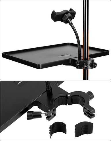 QWORK 10.6" x 8.1" Universal Multi-Purpose Clamp On Tray Holder with Adjustable Gooseneck Phone Mount, Compatible with Various Stands in Kuwait