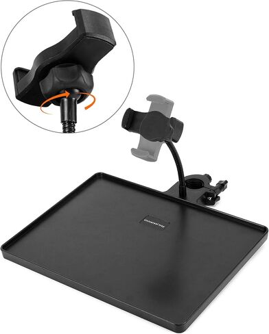 QWORK 10.6" x 8.1" Universal Multi-Purpose Clamp On Tray Holder with Adjustable Gooseneck Phone Mount, Compatible with Various Stands in Kuwait