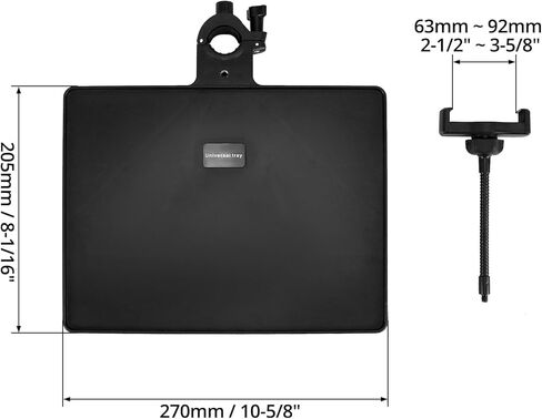 QWORK 10.6" x 8.1" Universal Multi-Purpose Clamp On Tray Holder with Adjustable Gooseneck Phone Mount, Compatible with Various Stands in Kuwait
