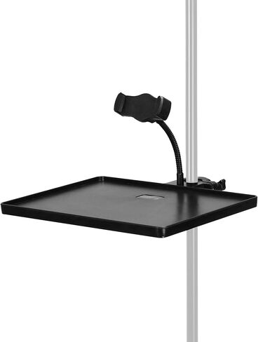 QWORK 10.6" x 8.1" Universal Multi-Purpose Clamp On Tray Holder with Adjustable Gooseneck Phone Mount, Compatible with Various Stands in Kuwait