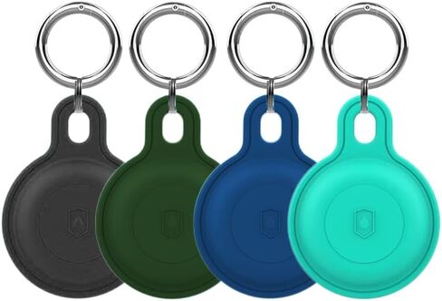 Airtags 4 Pack، حامل سلسلة مفاتيح Airtag للسفر، حامل بطاقة هوائية مقاوم للماء، حامل Airtag للأطفال، علامات هوائية-4 عبوات للأمتعة، ملحقات سلسلة مفاتيح Airtag (أسود، أخضر داكن، أزرق، بحري) in Kuwait