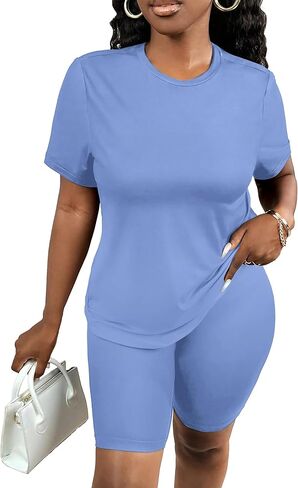 FANDEE Two Piece Outfits for Women Summer Beach Short Sets Active Tracksuits in Saudi Arabia