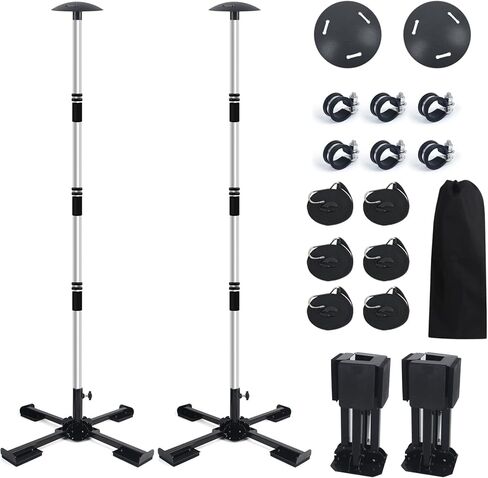 أقطاب دعم غطاء القارب 2 حزمة، نظام دعم غطاء القارب الألومنيوم قابل للتعديل 16 بوصة - 58 بوصة، دعم غطاء القارب العائم المتداخل مع قاعدة متقاطعة معدنية شديدة التحمل مضادة للانزلاق - أسود in Kuwait