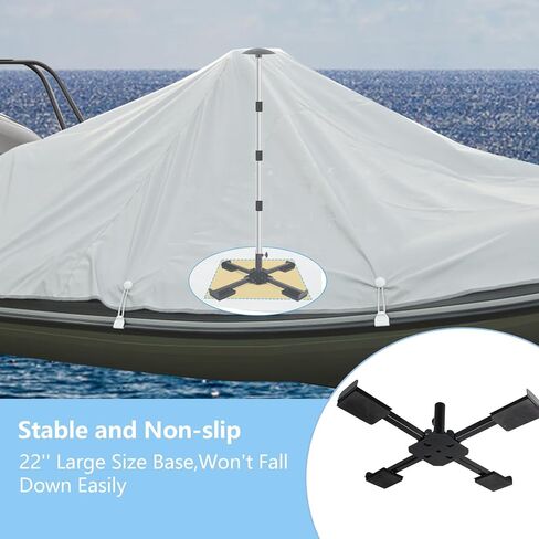 أقطاب دعم غطاء القارب 2 حزمة، نظام دعم غطاء القارب الألومنيوم قابل للتعديل 16 بوصة - 58 بوصة، دعم غطاء القارب العائم المتداخل مع قاعدة متقاطعة معدنية شديدة التحمل مضادة للانزلاق - أسود in Kuwait