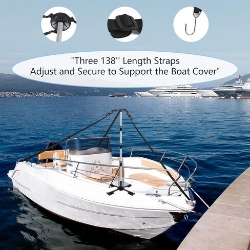 أقطاب دعم غطاء القارب 2 حزمة، نظام دعم غطاء القارب الألومنيوم قابل للتعديل 16 بوصة - 58 بوصة، دعم غطاء القارب العائم المتداخل مع قاعدة متقاطعة معدنية شديدة التحمل مضادة للانزلاق - أسود in Kuwait