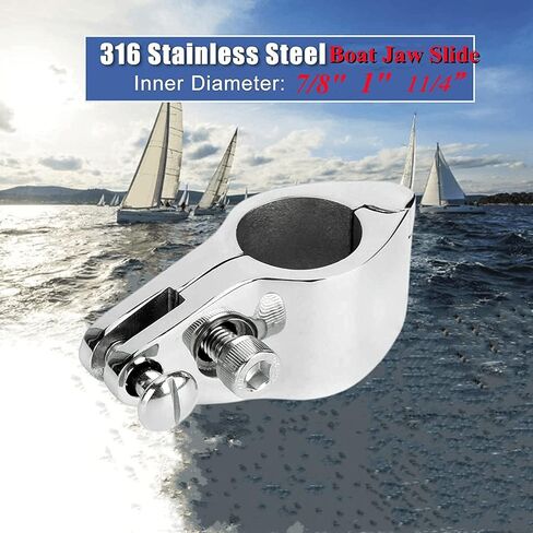 2Pcs Boat Bimini Top Hinged Jaw Slide, Stainless Steel 316 Marine Boat Canopy Tube Clamp Fitting Boat Accessories (Type: with Lock nut, 1inch) in Saudi Arabia