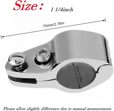 2Pcs Boat Bimini Top Hinged Jaw Slide, Stainless Steel 316 Marine Boat Canopy Tube Clamp Fitting Boat Accessories (Type: with Lock nut, 1inch) in Saudi Arabia