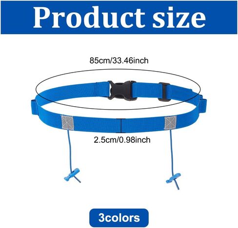 3 Pieces Reflective Race Number Gel Belt Running Bib Holder Race Belt Strap for Running Runner Cycling Triathlon Marathon in Saudi Arabia