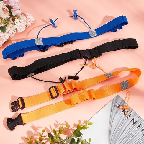 3 Pieces Reflective Race Number Gel Belt Running Bib Holder Race Belt Strap for Running Runner Cycling Triathlon Marathon in Saudi Arabia