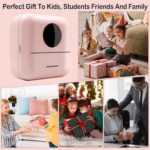 MXiiXM Mini Sticker Printer, Portable Pocket Smart Inkless Thermal Printer with 13 Roll Papers, Bluetooth Mini Printer for Notes, Photos, Stickers, Labels, Receipts (Pink) in Kuwait