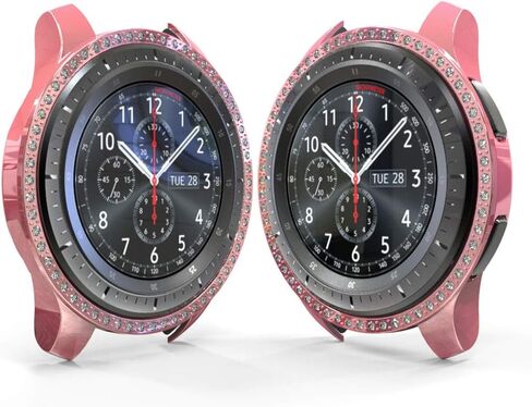 Compatible with Galaxy Watch 46mm Diamond PC Plating Bumper Case Bling Crystal Diamonds Shiny Glitter Frame Hard Protective Shell Cover for Samsung Galaxy Watch 46mm in Saudi Arabia