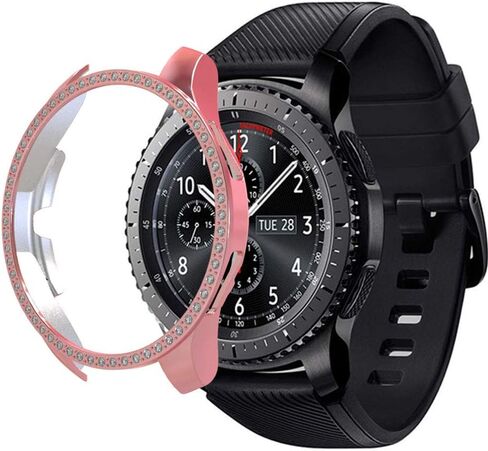 Compatible with Galaxy Watch 46mm Diamond PC Plating Bumper Case Bling Crystal Diamonds Shiny Glitter Frame Hard Protective Shell Cover for Samsung Galaxy Watch 46mm in Saudi Arabia