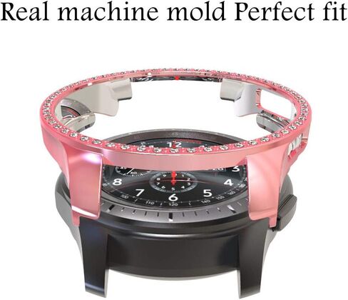Compatible with Galaxy Watch 46mm Diamond PC Plating Bumper Case Bling Crystal Diamonds Shiny Glitter Frame Hard Protective Shell Cover for Samsung Galaxy Watch 46mm in Saudi Arabia