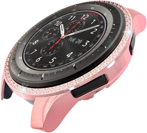 Compatible with Galaxy Watch 46mm Diamond PC Plating Bumper Case Bling Crystal Diamonds Shiny Glitter Frame Hard Protective Shell Cover for Samsung Galaxy Watch 46mm in Saudi Arabia