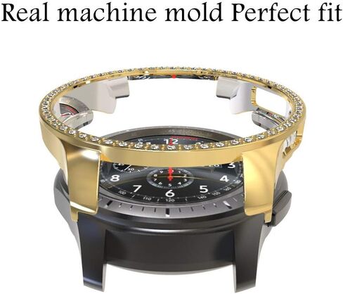 Compatible with Galaxy Watch 46mm Diamond PC Plating Bumper Case Bling Crystal Diamonds Shiny Glitter Frame Hard Protective Shell Cover for Samsung Galaxy Watch 46mm in Saudi Arabia