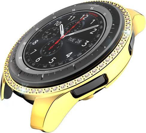 Compatible with Galaxy Watch 46mm Diamond PC Plating Bumper Case Bling Crystal Diamonds Shiny Glitter Frame Hard Protective Shell Cover for Samsung Galaxy Watch 46mm in Saudi Arabia