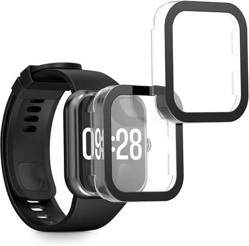 غطاء kwmobile متوافق مع أغطية Xiaomi Redmi Watch 4 - 2x زجاج مقوى مع إطار بلاستيكي - شفاف in Kuwait