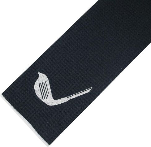 Birdie Club Head Tri-fold Microfiber Waffle Golf Towel with Clip 16"X21" (Black) in Saudi Arabia