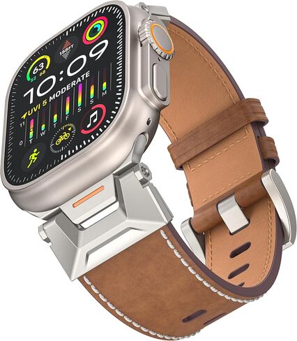 حزام متوافق مع Apple Watch Ultra 2/1 49mm 45mm 44mm 42mm 41mm 40mm 38mm Series 9/8/SE/7/6/5/4/3/2، حزام iWatch من الجلد العتيق للرجال والنساء in Saudi Arabia