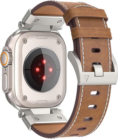 حزام متوافق مع Apple Watch Ultra 2/1 49mm 45mm 44mm 42mm 41mm 40mm 38mm Series 9/8/SE/7/6/5/4/3/2، حزام iWatch من الجلد العتيق للرجال والنساء in Saudi Arabia