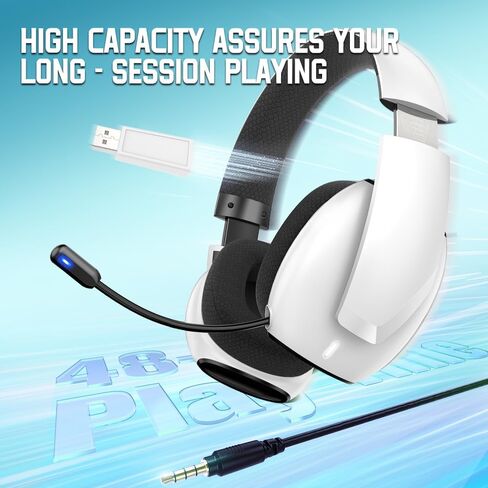 سماعة ألعاب لاسلكية BENGOO TA83 لجهاز PS5 PS4 PC، سماعات رأس بلوتوث 2.4G USB للألعاب مع ميكروفون لإلغاء الضوضاء لمفتاح كمبيوتر Mac المحمول in Kuwait