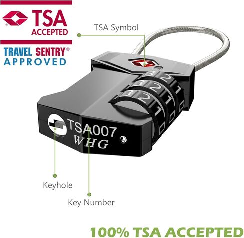 أقفال أمتعة الكابل المعتمدة من KeeKit TSA، قفل مجموعة مكون من 3 أرقام، قفل سفر الأمتعة لحقائب الظهر والحقائب والأمتعة، قفل كومبو قابل لإعادة الضبط - عبوتان in Kuwait
