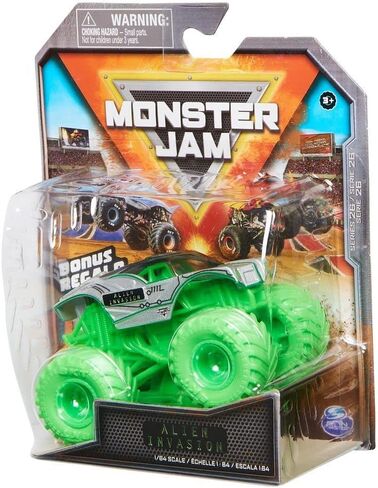 شاحنة مونستر جام 2022 سبين ماستر 1:64 داي كاست مع ملحقات إضافية: غزو كائن فضائي فائق الوقود in Kuwait