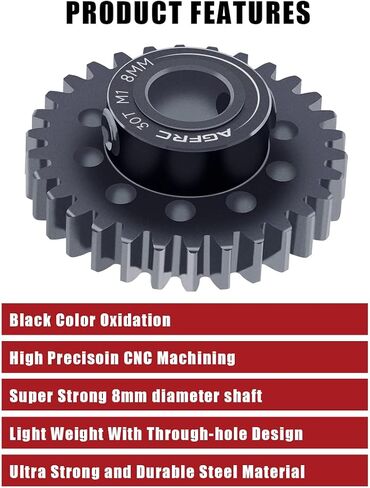 AGFRC Hardened Steel 8MM MOD1 30T RC Pinion Motor Gear for High Speed Runs and Drag Racing Application RC Upgrade Part (PG30T8 V2) in Kuwait