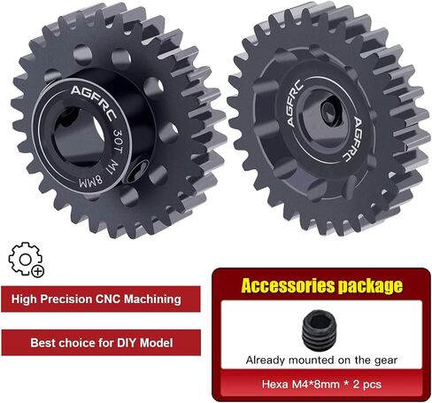 AGFRC Hardened Steel 8MM MOD1 30T RC Pinion Motor Gear for High Speed Runs and Drag Racing Application RC Upgrade Part (PG30T8 V2) in Kuwait