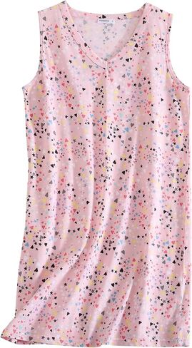 PNAEONG 3 Pack Womens Cotton Nightgown V Neck Nightshirts Sleeveless Sleepwear Casual Print Sleepdress in Saudi Arabia