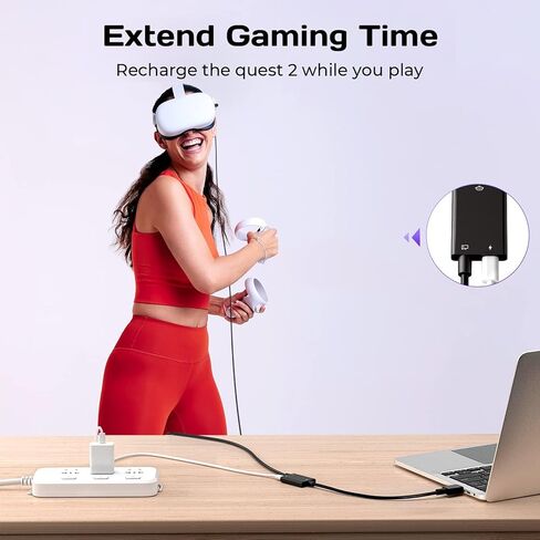 كابل توصيل عالي السرعة بطول 16 قدمًا لألعاب Oculus Meta Quest 2/3/Pro وPC VR، USB 3.0 نوع A مع منفذ شحن، متوافق مع Pico 4، SteamVR ونقل بيانات الكمبيوتر الشخصي، ملحق سماعة رأس VR أساسي in Saudi Arabia