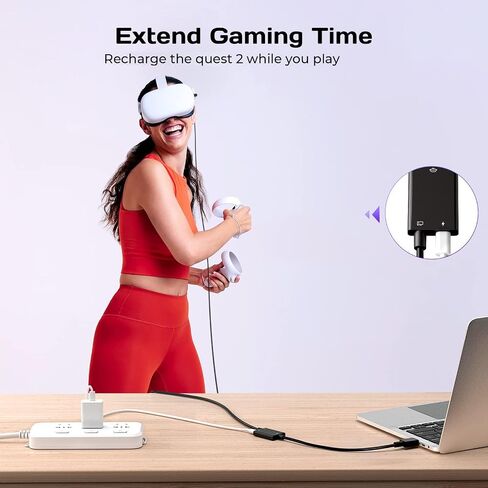 كابل توصيل عالي السرعة بطول 16 قدمًا لألعاب Oculus Meta Quest 2/3/Pro وPC VR، USB 3.0 نوع A مع منفذ شحن، متوافق مع Pico 4، SteamVR ونقل بيانات الكمبيوتر الشخصي، ملحق سماعة رأس VR أساسي in Saudi Arabia