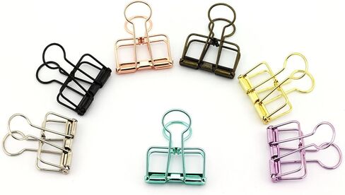 NXG 12 Pack Medium Metal Wire Binder Clips, Office Supplier School Accessories,Colorful Hollow Out Paper Organizer, Paper Binder Clip (Rose Gold) in Kuwait