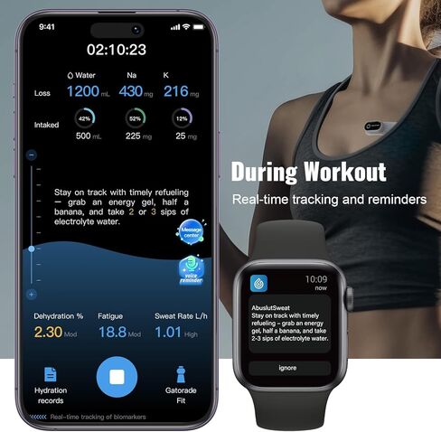 جهاز تتبع الترطيب الذكي الذي يمكن ارتداؤه، جهاز تتبع اللياقة البدنية للعرق، تحذير مبكر من أضرار التعب، نصيحة علمية للمكملات الغذائية للرياضيين، عشاق الرياضة in Kuwait