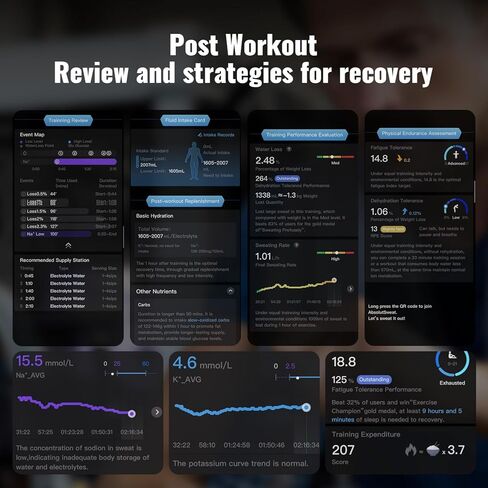 جهاز تتبع الترطيب الذكي الذي يمكن ارتداؤه، جهاز تتبع اللياقة البدنية للعرق، تحذير مبكر من أضرار التعب، نصيحة علمية للمكملات الغذائية للرياضيين، عشاق الرياضة in Kuwait