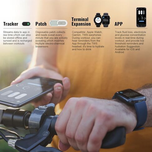 جهاز تتبع الترطيب الذكي الذي يمكن ارتداؤه، جهاز تتبع اللياقة البدنية للعرق، تحذير مبكر من أضرار التعب، نصيحة علمية للمكملات الغذائية للرياضيين، عشاق الرياضة in Kuwait