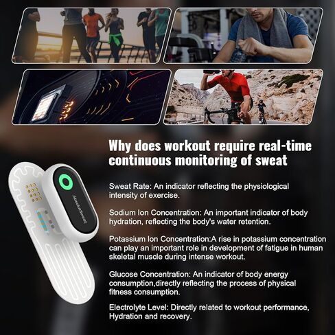 جهاز تتبع الترطيب الذكي الذي يمكن ارتداؤه، جهاز تتبع اللياقة البدنية للعرق، تحذير مبكر من أضرار التعب، نصيحة علمية للمكملات الغذائية للرياضيين، عشاق الرياضة in Kuwait