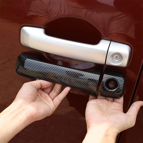 LLKUANG ABS مقبض الباب الخارجي للسيارة غطاء مزخرف مناسب لملحقات مقبض Toyota FJ Cruiser 4 قطعة/المجموعة (نمط ألياف الكربون) in Saudi Arabia