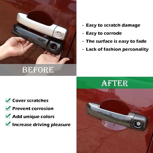 LLKUANG ABS مقبض الباب الخارجي للسيارة غطاء مزخرف مناسب لملحقات مقبض Toyota FJ Cruiser 4 قطعة/المجموعة (نمط ألياف الكربون) in Saudi Arabia
