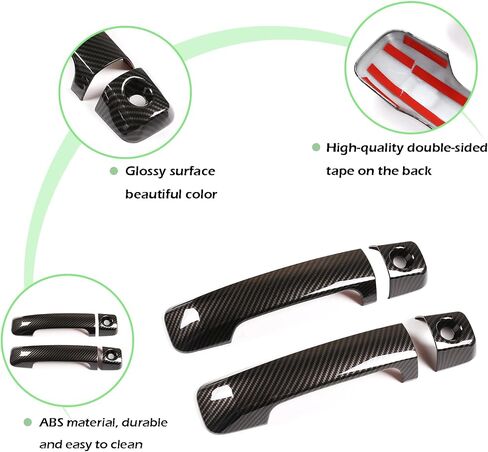 LLKUANG ABS مقبض الباب الخارجي للسيارة غطاء مزخرف مناسب لملحقات مقبض Toyota FJ Cruiser 4 قطعة/المجموعة (نمط ألياف الكربون) in Saudi Arabia