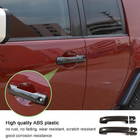 LLKUANG ABS مقبض الباب الخارجي للسيارة غطاء مزخرف مناسب لملحقات مقبض Toyota FJ Cruiser 4 قطعة/المجموعة (نمط ألياف الكربون) in Saudi Arabia