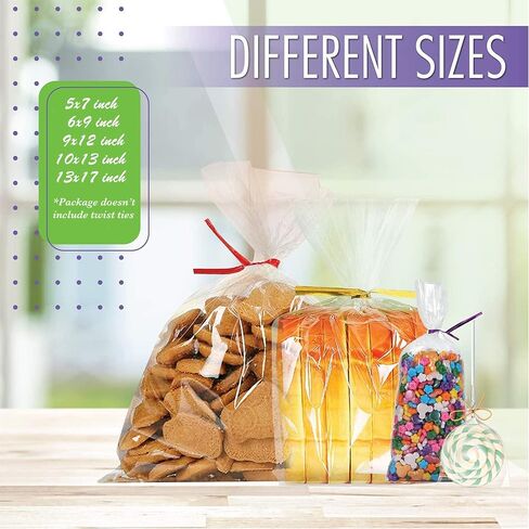MIASHIP Clear Cellophane Bags 9x12 Inch Resealable Cello Plastic Bags for Gift Wrapping, Sweet Bags, Cookie Bags, Clear Cello Bags and Jewelry Bags | Perfect for Small Businesses | Pack of 100 in Saudi Arabia