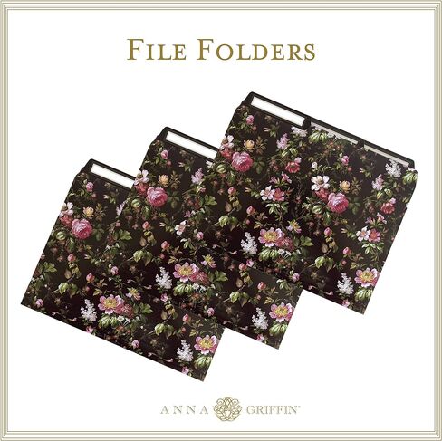 Anna Griffin Lillian Floral File Folders - 12 Elegant Letter Size Folders with 3 Tab Dividers, Perfect for Organizing Documents in Style at Home or Office in Saudi Arabia