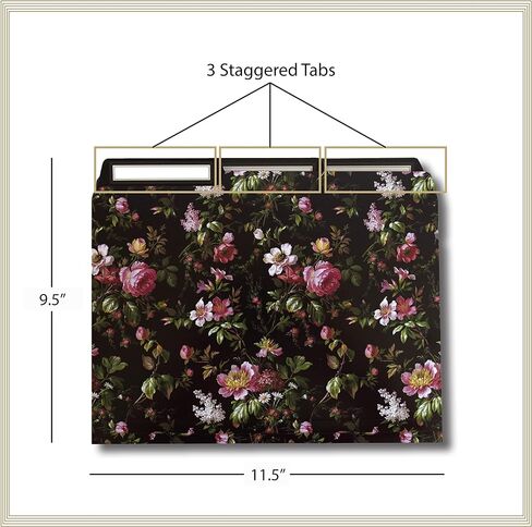 Anna Griffin Lillian Floral File Folders - 12 Elegant Letter Size Folders with 3 Tab Dividers, Perfect for Organizing Documents in Style at Home or Office in Saudi Arabia