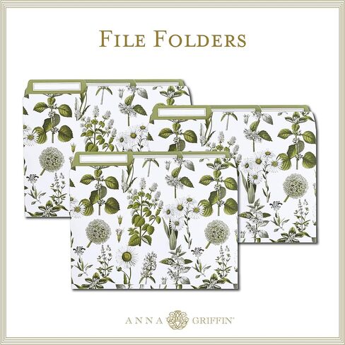 Anna Griffin Lillian Floral File Folders - 12 Elegant Letter Size Folders with 3 Tab Dividers, Perfect for Organizing Documents in Style at Home or Office in Saudi Arabia