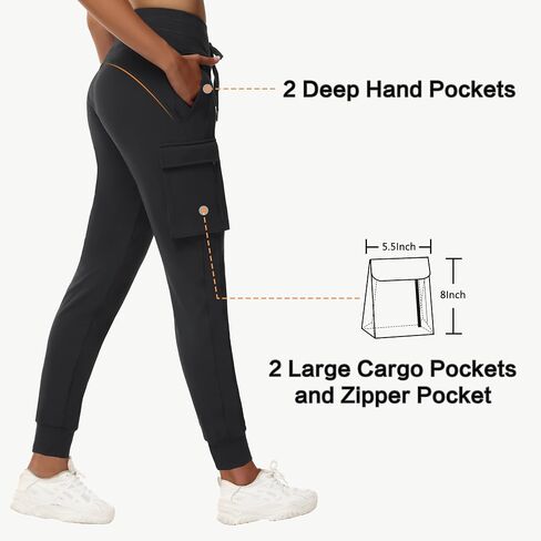 Mivie Women's Fleece Lined Cargo Joggers Pants Water Resistant Winter Cold Weather Hiking Travel Sweatpant with Zipper Pocket in Saudi Arabia