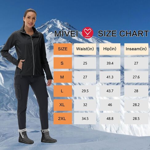Mivie Women's Fleece Lined Cargo Joggers Pants Water Resistant Winter Cold Weather Hiking Travel Sweatpant with Zipper Pocket in Saudi Arabia