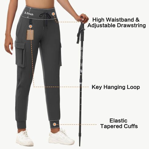 Mivie Women's Fleece Lined Cargo Joggers Pants Water Resistant Winter Cold Weather Hiking Travel Sweatpant with Zipper Pocket in Saudi Arabia