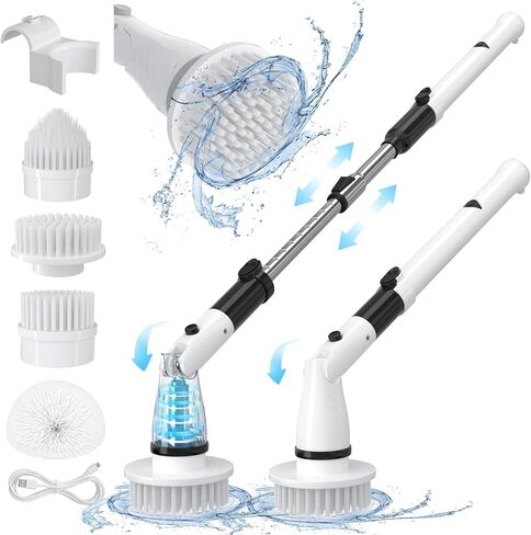 Electric Spin Scrubber Cordless Scrubber Brush with Long Handle Electric Brush for Cleaning Scrubbers for Cleaning Bathroom Power Cleaning Brush Bathroom Cleaning Tools in Kuwait