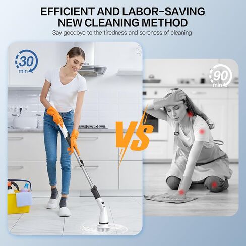 Electric Spin Scrubber Cordless Scrubber Brush with Long Handle Electric Brush for Cleaning Scrubbers for Cleaning Bathroom Power Cleaning Brush Bathroom Cleaning Tools in Kuwait